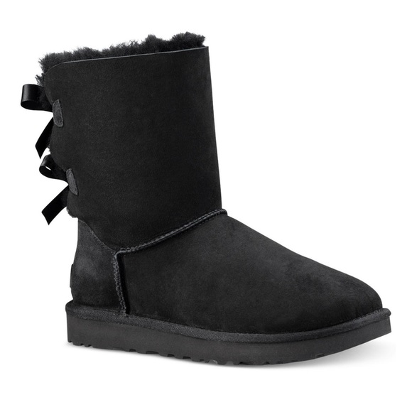 UGG Women's Bailey Bow II Black Suede Boots Size 7 Retail for $210 - Picture 1 of 10